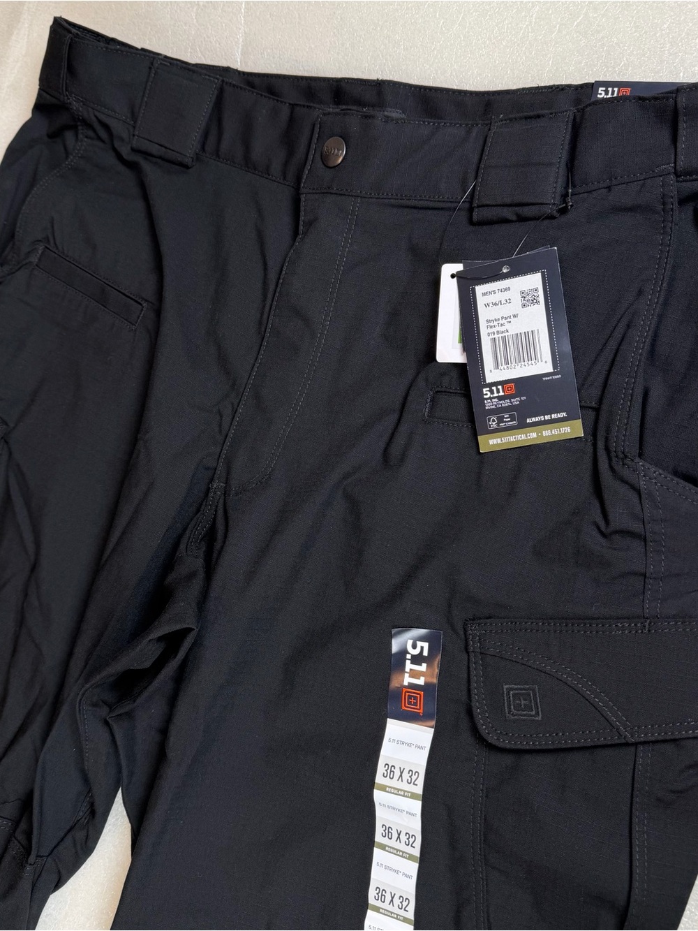 NWT 5.11 Tactical Stryke Pant Mens Black 36x32 Flex-Tac Ripstop Cargo 74369